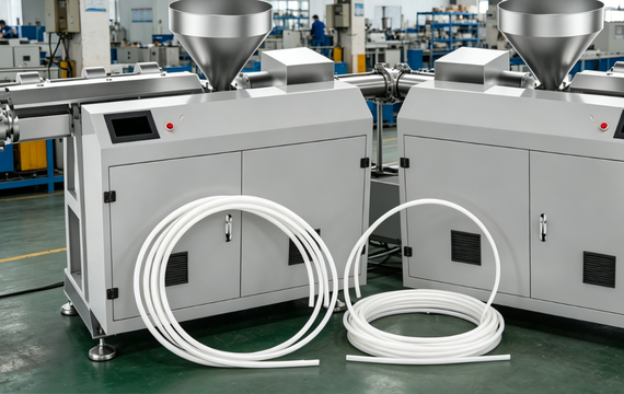 Medical catheter extruder and cutter