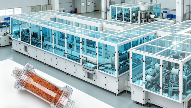 High speed hemoperfusion cartridge filling and assembly line